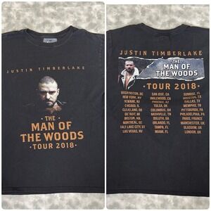 Justin Timberlake Man Of The Woods Tour Shirt Medium 2018 Black M Double Sided